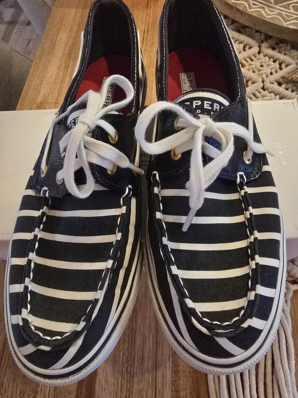 Sperry Kids' Navy & White Striped Boat Shoes